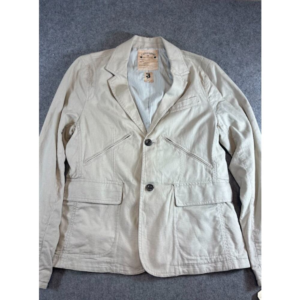 Converse John Varvatos Canvas Utility Blazer Jacket Mens L Biege Work Gorpcore